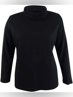 NWT Karen Scott Black Funnelneck Deep Black